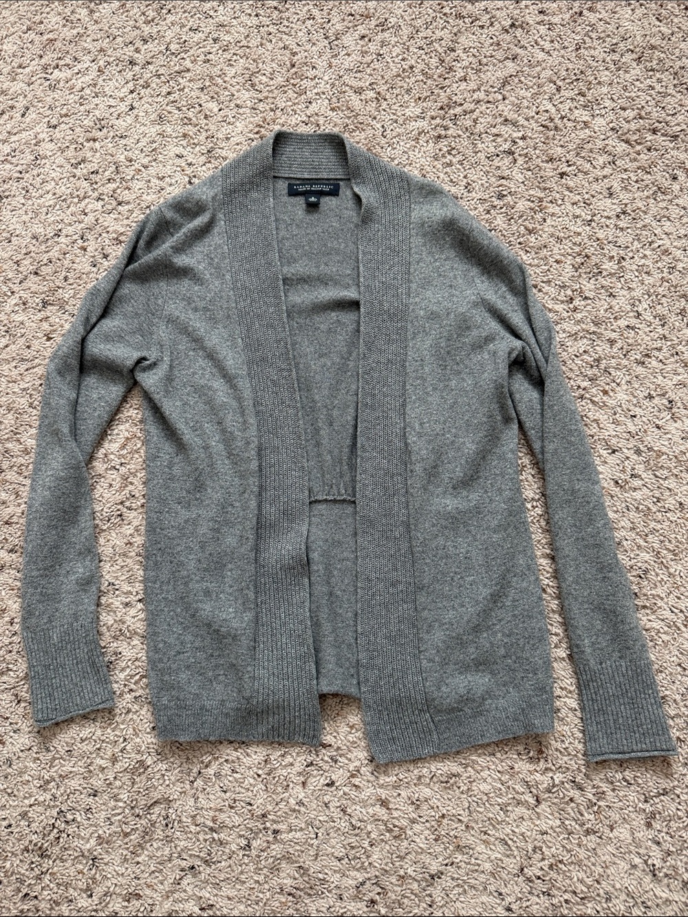 Banana Republic Gray Open-Front Ribbed Cardigan